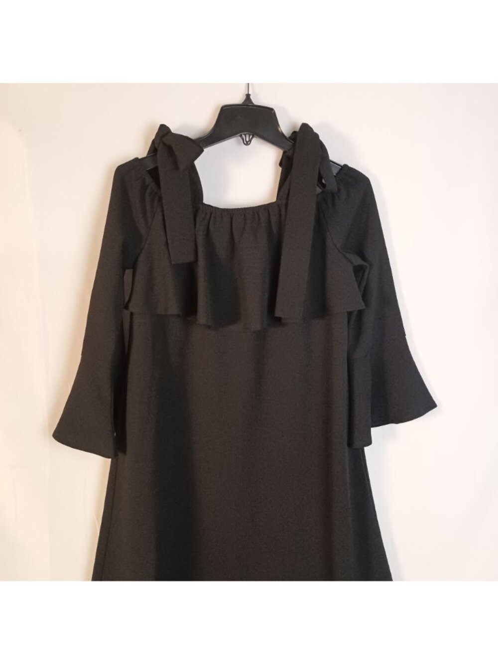 Ganni Clark Black Crepe Off Shoulder Dress Womens XS EU 34 Midi Elegant - Picture 6 of 6